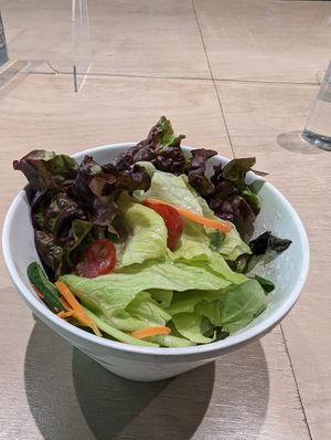 Salad that comes part of the set menu at Vegan Bistro Jangara in Tokyo