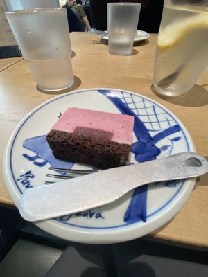 Raspberry mousse chocolate cake   at Vegan Bistro Jangara in Tokyo