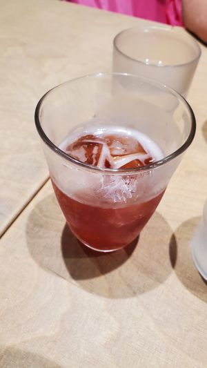 Pomegranate and goji berry soda at Vegan Bistro Jangara in Tokyo