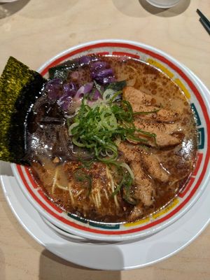 The special garlic ramen at Vegan Bistro Jangara in Tokyo