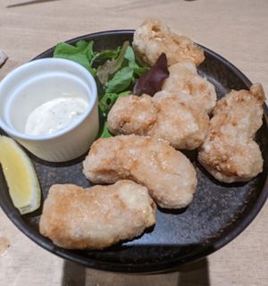 Fried 'chicken' - tasty but unfortunately not that much tatar-dip at Vegan Bistro Jangara in Tokyo
