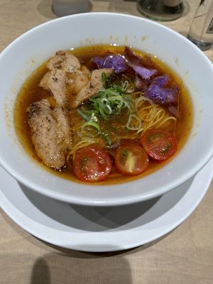 Taiwanese spicy noodles. Pretty goodd  at Vegan Bistro Jangara in Tokyo