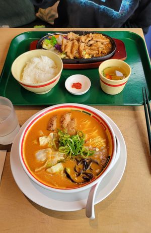Soy meat plate and ramen (both excellent) #Veganuary at Vegan Bistro Jangara in Tokyo