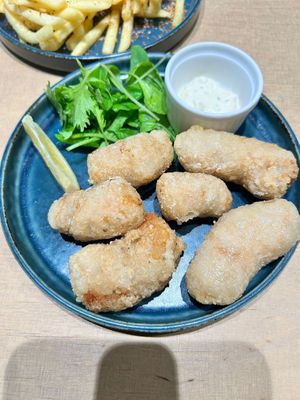 Karaage soy meat with tartar sauce  at Vegan Bistro Jangara in Tokyo