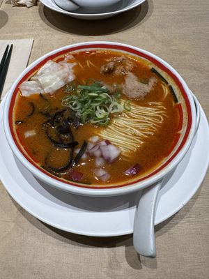 Spicy karabon ramen  at Vegan Bistro Jangara in Tokyo