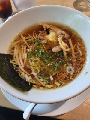 Vegetable soy sauce ramen at Vegan Bistro Jangara in Tokyo