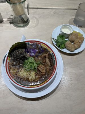 Kobonchan ramen and karaage  at Vegan Bistro Jangara in Tokyo