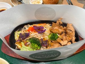 Jyujyu hot stone soy meat  at Vegan Bistro Jangara in Tokyo