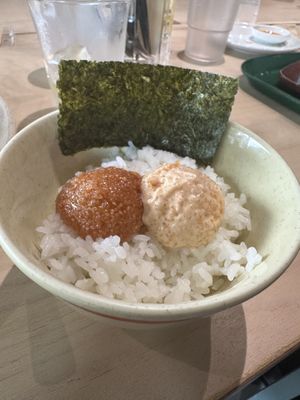 Rice with “roe/fish eggs"  at Vegan Bistro Jangara in Tokyo