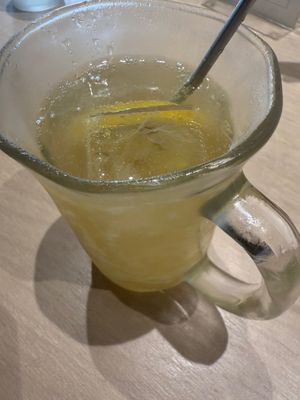 Lemon soda drink home made and incredible so refreshing at Vegan Bistro Jangara in Tokyo