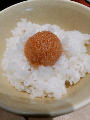 Rice with quinoa "fish eggs" at Vegan Bistro Jangara in Tokyo