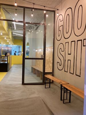 Lobby seating  at Good Shit, Vegan Kebabs in Barcelona