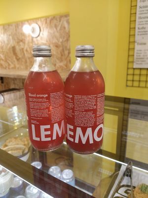 Blood orange fermented lemonade, surprisingly tasty at Good Shit, Vegan Kebabs in Barcelona