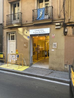 Hello  at Good Shit, Vegan Kebabs in Barcelona
