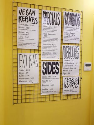 Menú at Good Shit, Vegan Kebabs in Barcelona