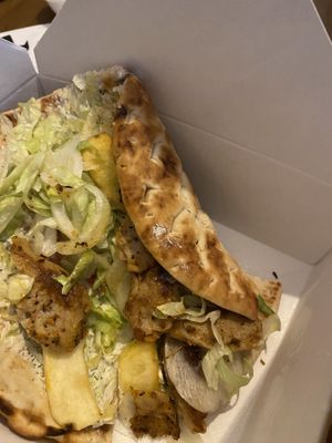 the pics not great but i was starving🤭 so tasty!  at Good Shit, Vegan Kebabs in Barcelona