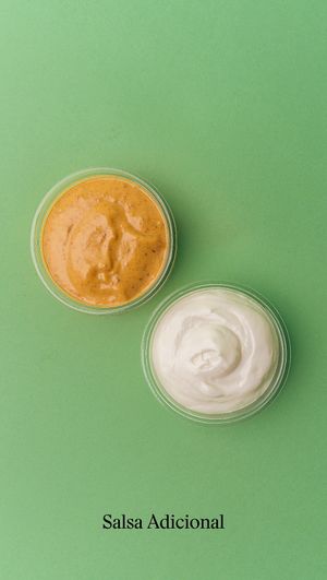 Mayo, chipotle mayo, or homemade vegan yogurt sauce at Good Shit, Vegan Kebabs in Barcelona