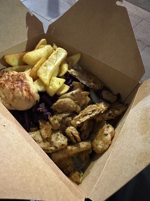 Heura box- had plenty of lettuce underneath   at Good Shit, Vegan Kebabs in Barcelona