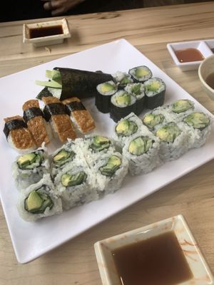 Array of vegan sushi   at JT Sushi in North Bay