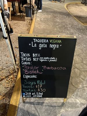 Menú  at Taquería Vegana La Gata Negra in Cancun