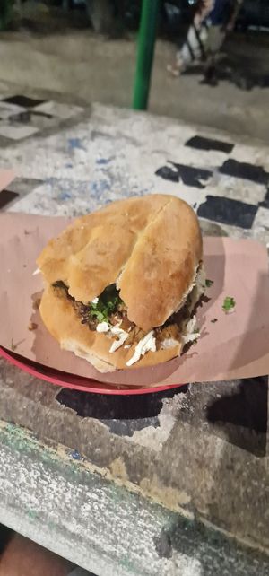 Bistek with "cheese" at Taquería Vegana La Gata Negra in Cancun