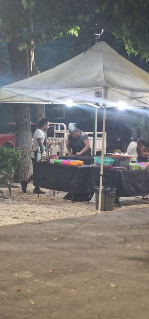 Taco stand at Taquería Vegana La Gata Negra in Cancun