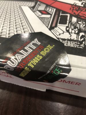 Pizza box   at Pino's Pizza in Deer Park