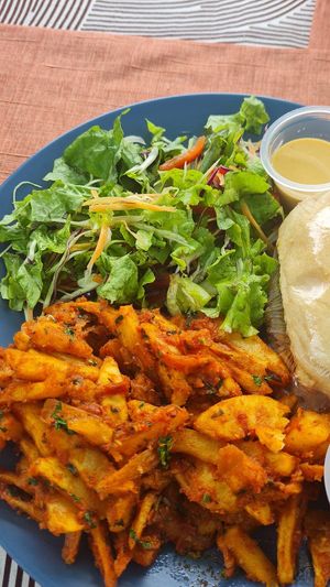 Burger plate with Masala Fries at Soul Veg(etária)  in Nairobi