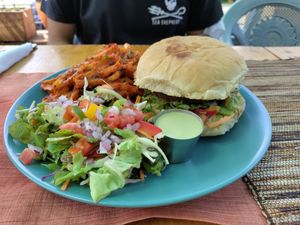 Huge serve of marsala fries with the seitan burger at Soul Veg(etária)  in Nairobi