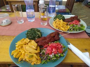 Vegan mac and cheese, plus barbecued seitan at Soul Veg(etária)  in Nairobi