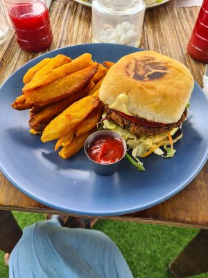 Bean burger with potato fries at Soul Veg(etária)  in Nairobi