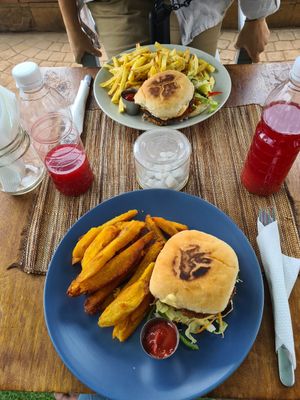 Bean burgers with sweet potato and garlic fries at Soul Veg(etária)  in Nairobi