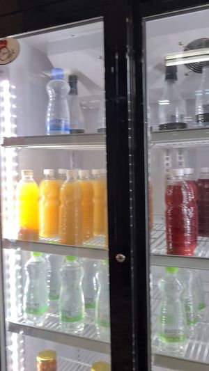Fridge where you can get a drink (was very healthy because of the ginger) at Soul Veg(etária)  in Nairobi