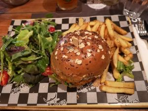 Black bean burger at Moondog's Bar & Grill in Nicosia