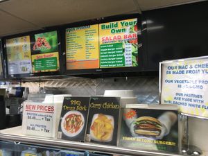 Menu on wall at Uptown Veg in New York City