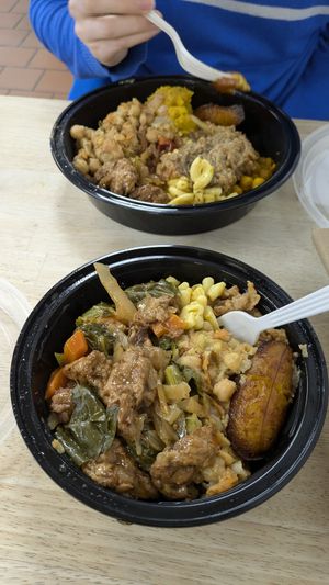 Small (front) and large (back) bowl with pretty much everything at Uptown Veg in New York City