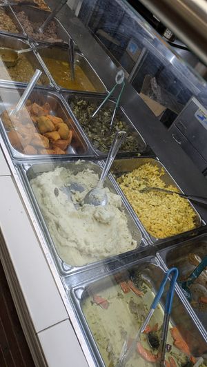 Buffet layout at Uptown Veg in New York City