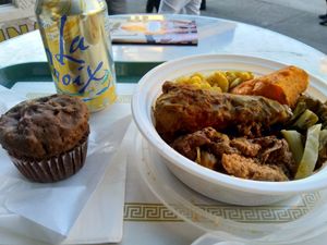 The cake/drink were gross but the food was good at Uptown Veg in New York City