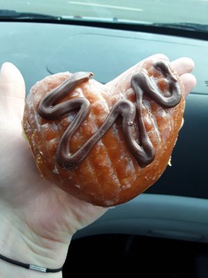 Glazed with choc at Mr. Maple Donuts in Vancouver