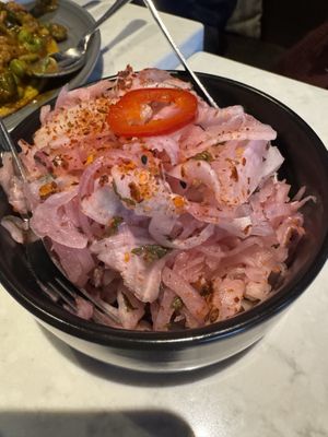 Onion fennel salad (made vegan upon request)  at Meesha in Seattle