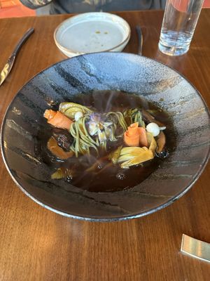 Green tea soba noodles  at NaRa-Ya in Washington