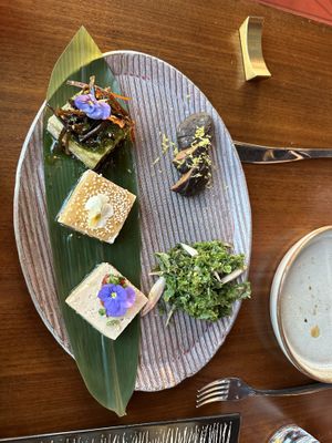 Three different steam tofu with various toppings  at NaRa-Ya in Washington