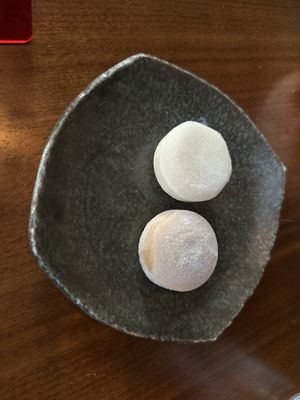 Hazelnut and coconut mochi ice cream  at NaRa-Ya in Washington