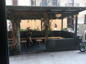 Outside seating (perfunctory) at Matchaful in New York City