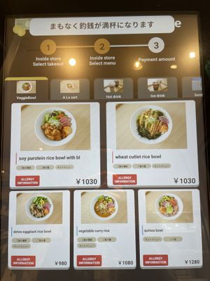 Menu fully vegan  at Tenzo in Tokyo