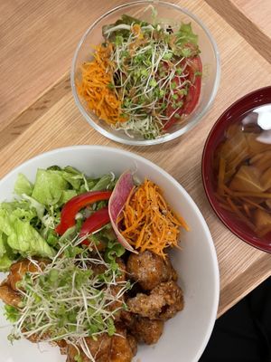 Combo with soup and salad  at Tenzo in Tokyo