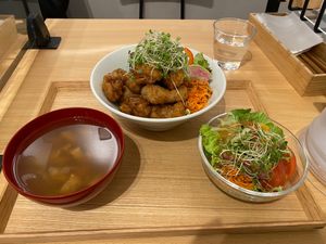 Soy Meat Kaarage Set at Tenzo in Tokyo