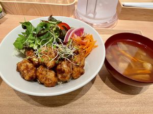 Soy nuggets with rice  at Tenzo in Tokyo
