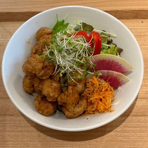 Juicy soy nuggets with rice - delicious !  at Tenzo in Tokyo