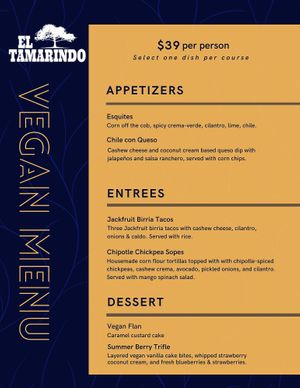 Meatless Monday 3 course menu available all day  every Monday at El Tamarindo in Washington